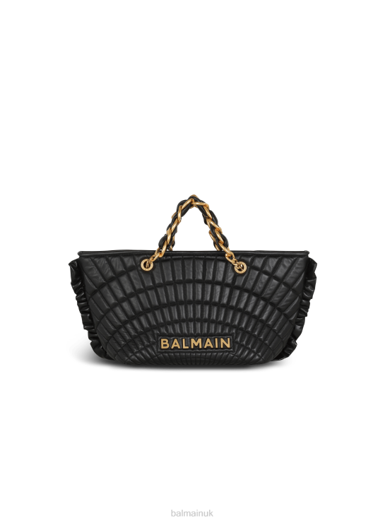 Accessories D0022531 Black Balmain Women 1945 Soft Tote Bag In Quilted Leather