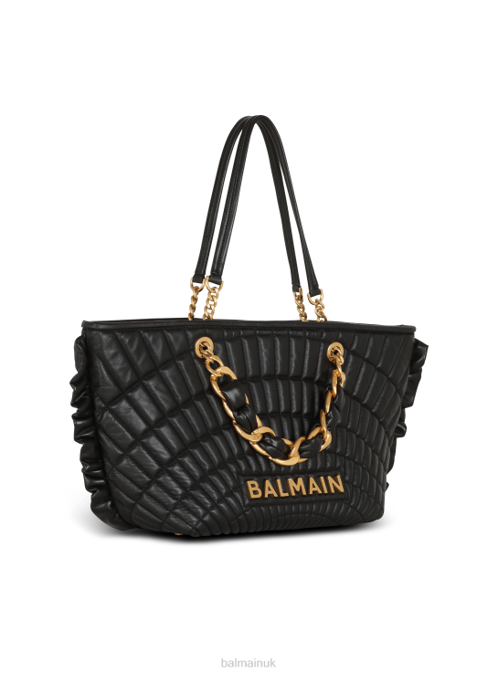 Accessories D0022531 Black Balmain Women 1945 Soft Tote Bag In Quilted Leather