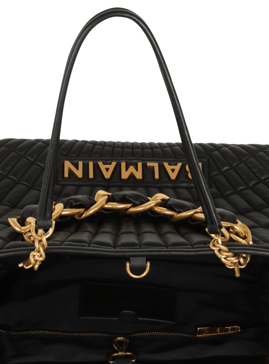 Accessories D0022531 Black Balmain Women 1945 Soft Tote Bag In Quilted Leather