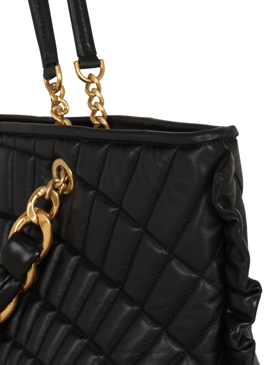 Accessories D0022531 Black Balmain Women 1945 Soft Tote Bag In Quilted Leather