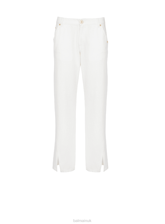 Clothing D0022400 White Balmain Women Straight-Cut Denim Jeans