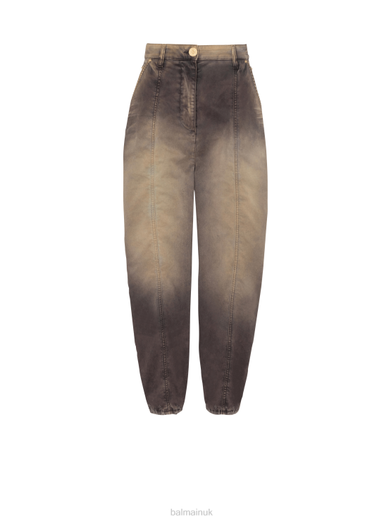 Clothing D0022402 Brown Balmain Women Tie-Dye Baggy Denim Jeans