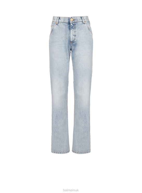 Clothing D0022411 Blue Balmain Women Cotton Wide-Leg Jeans