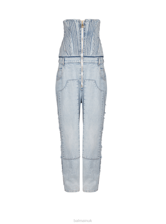 Clothing D0022412 Blue Balmain Women Cotton Vintage Boyfriend Jeans