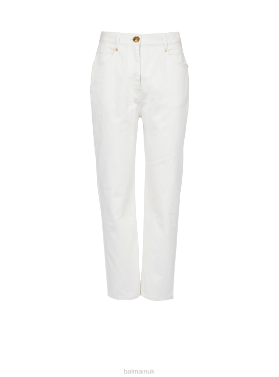 Clothing D0022420 White Balmain Women Boyfriend Cut Jeans