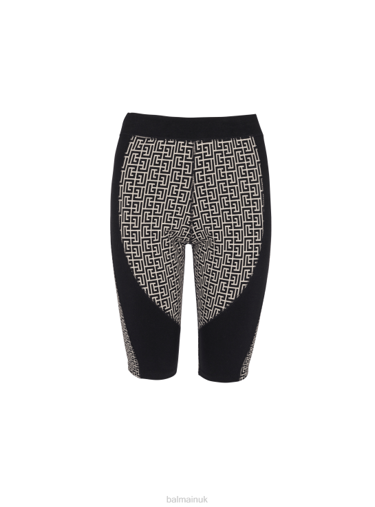 Clothing D0022382 Beige Balmain Women Monogrammed Jersey Cycling Shorts