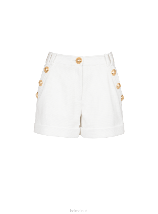 Clothing D0022396 White Balmain Women Cotton Low-Rise Shorts