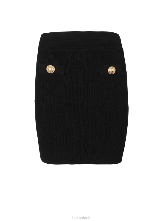 Clothing D0022311 Black Balmain Women Short Knit Skirt