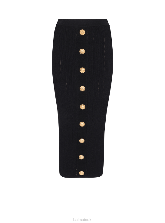 Clothing D0022316 Black Balmain Women Mid-Length Knit Skirt