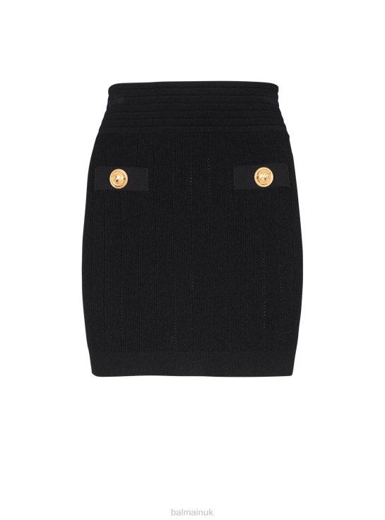 Clothing D0022331 Black Balmain Women Short Eco-Designed Knit Skirt