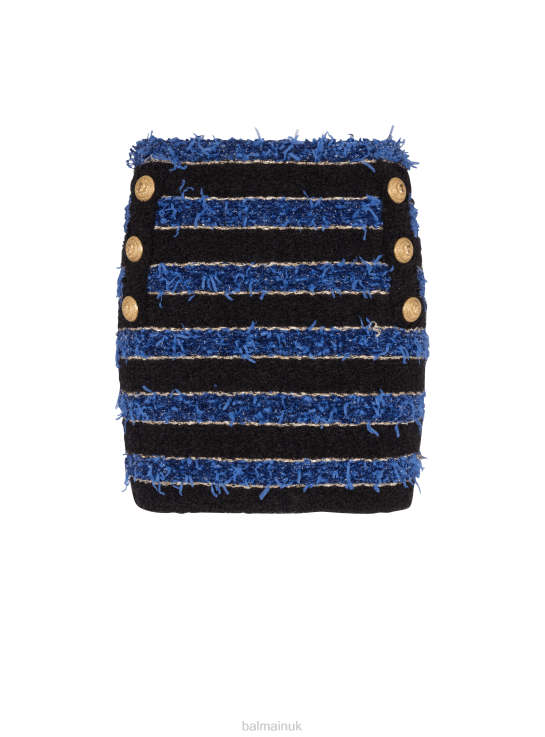 Clothing D0022359 Blue Balmain Women Striped Tweed Skirt