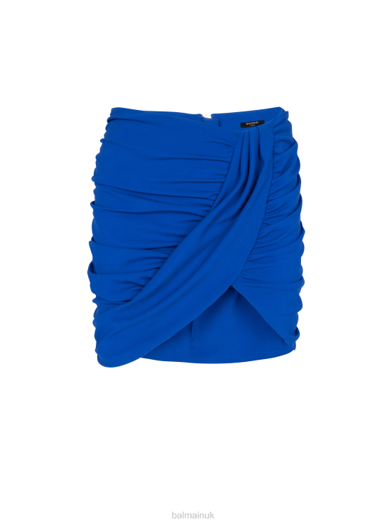 Clothing D0022360 Blue Balmain Women Draped Jersey Skirt