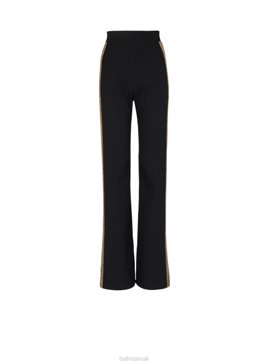 Clothing D0022374 Black Balmain Women Embroidered Wool Tuxedo Trousers