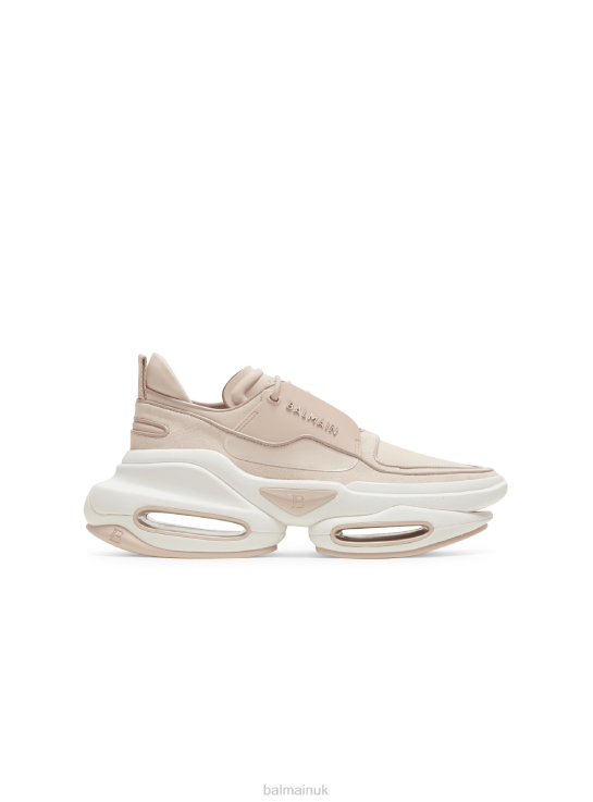 Footwear D0022597 Pink Balmain Women B-Bold Low Top Trainers In Rubber And Leather