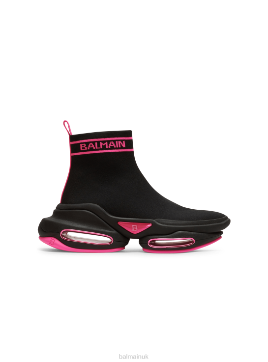 Footwear D0022602 Black Balmain Women B-Bold High-Top Mesh Trainers With Brand Monogram
