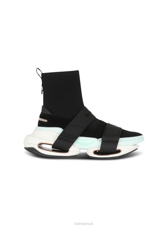 Footwear D0022610 White Balmain Women Suede And Knit B-Bold Sneakers With Straps