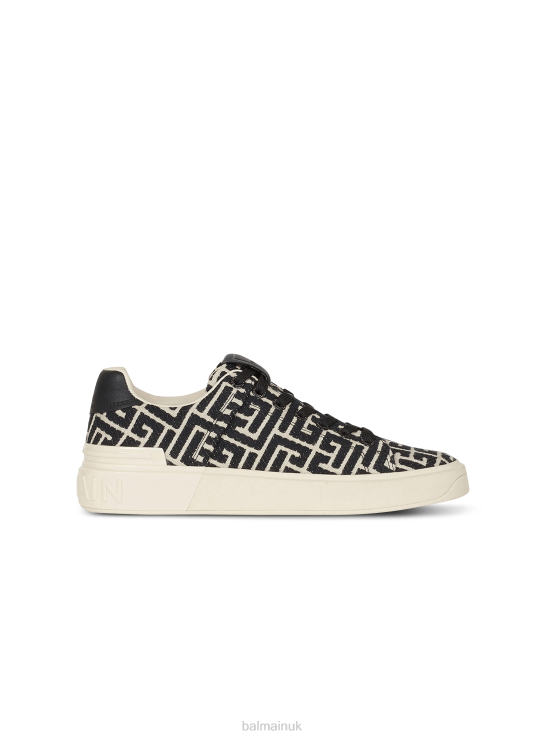 Footwear D0022616 Black Balmain Women B-Court Trainers With Jacquard Monogram