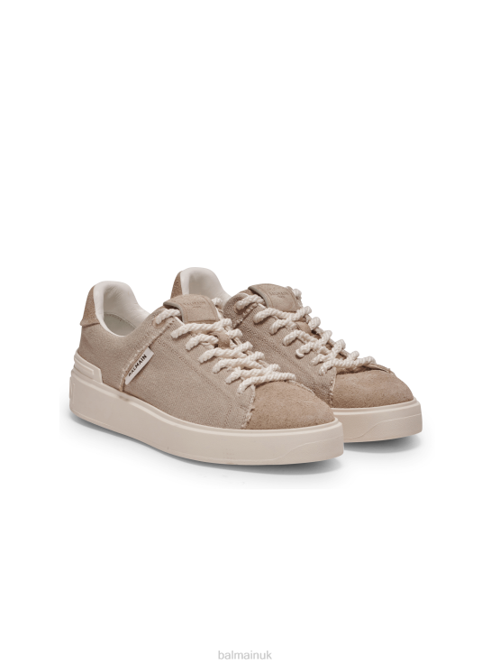 Footwear D0022623 Beige Balmain Women B-Court Leather Trainers