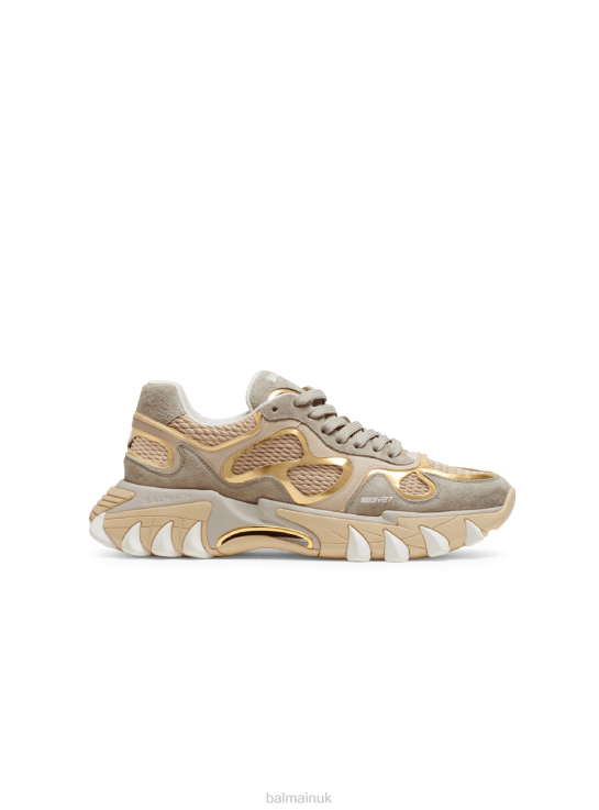 Footwear D0022592 Gold Balmain Women B-East Trainer In Leather, Suede And Mesh