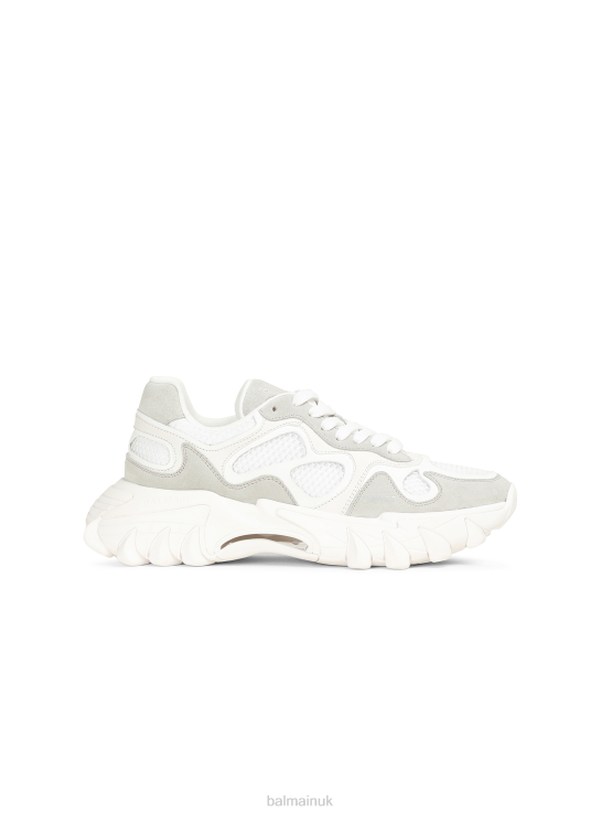 Footwear D0022593 White Balmain Women B-East Trainer In Leather, Suede And Mesh