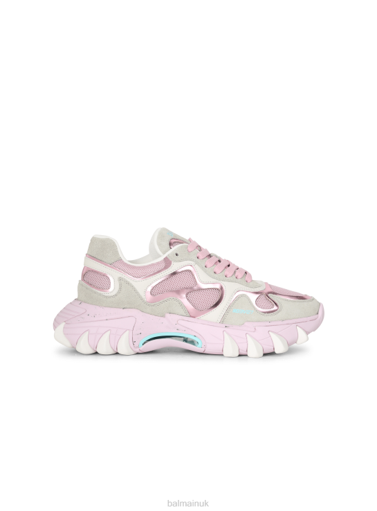 Footwear D0022595 Pink Balmain Women B-East Trainer In Leather, Suede And Mesh