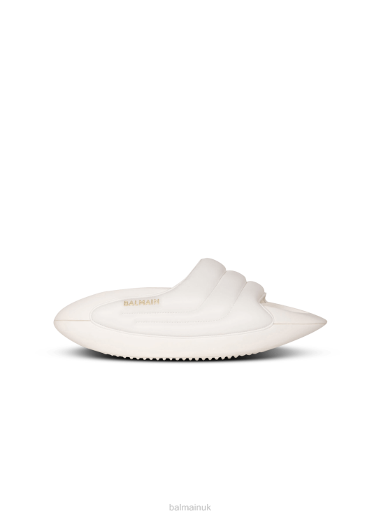 Footwear D0022628 White Balmain Women B-It Quilted Leather Mules