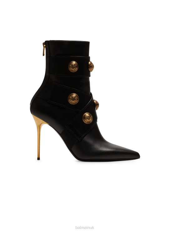Footwear D0022658 Black Balmain Women Alma Leather Ankle Boots