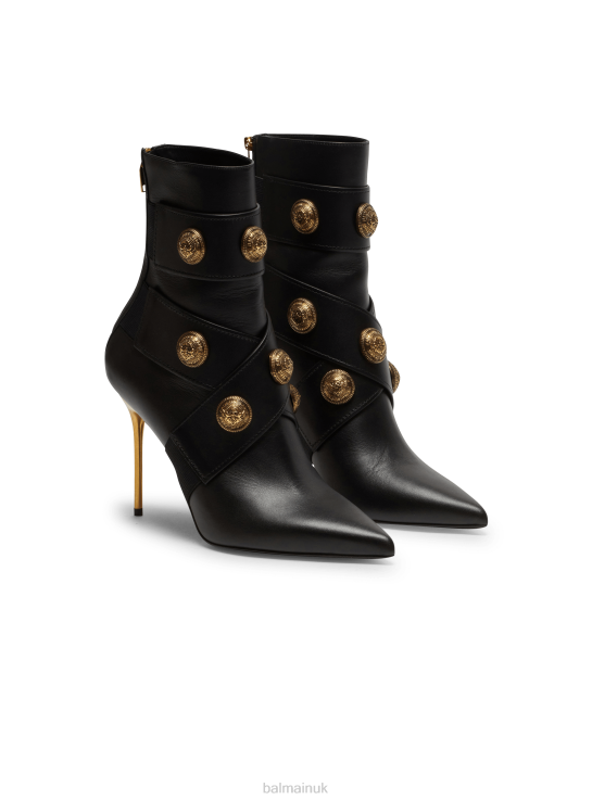 Footwear D0022658 Black Balmain Women Alma Leather Ankle Boots