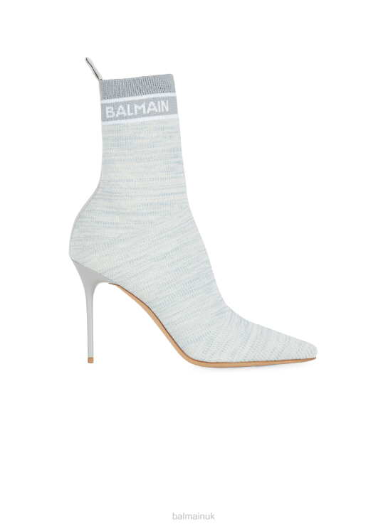 Footwear D0022660 Blue Balmain Women Skye Knit Ankle Boots