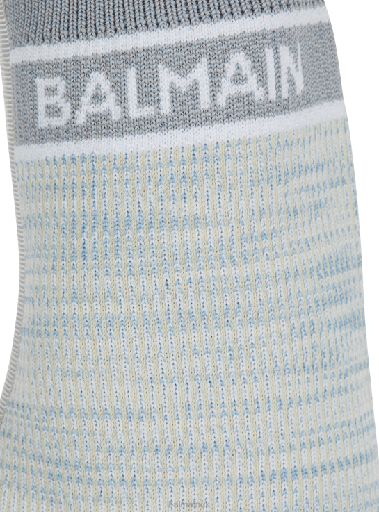 Footwear D0022660 Blue Balmain Women Skye Knit Ankle Boots
