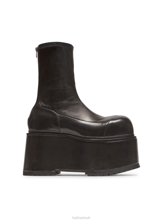 Footwear D0022664 Black Balmain Women Leather Platform Boots