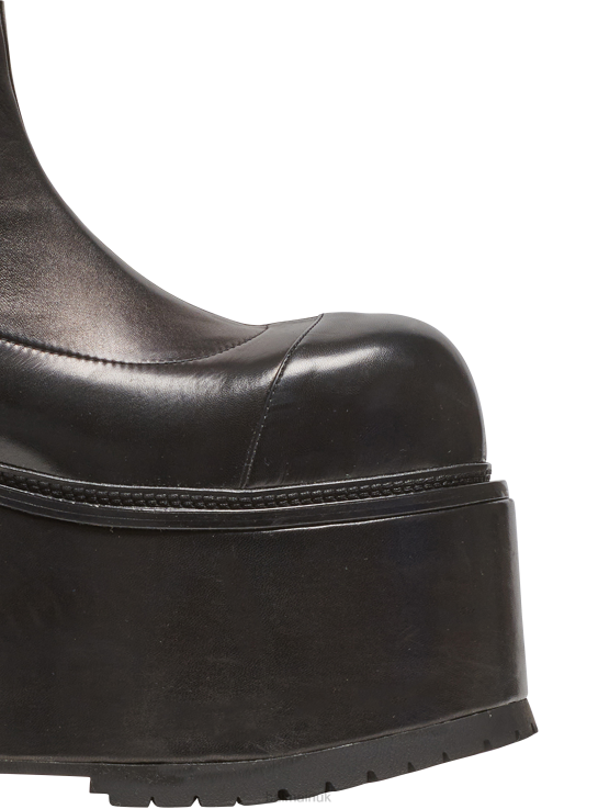 Footwear D0022664 Black Balmain Women Leather Platform Boots