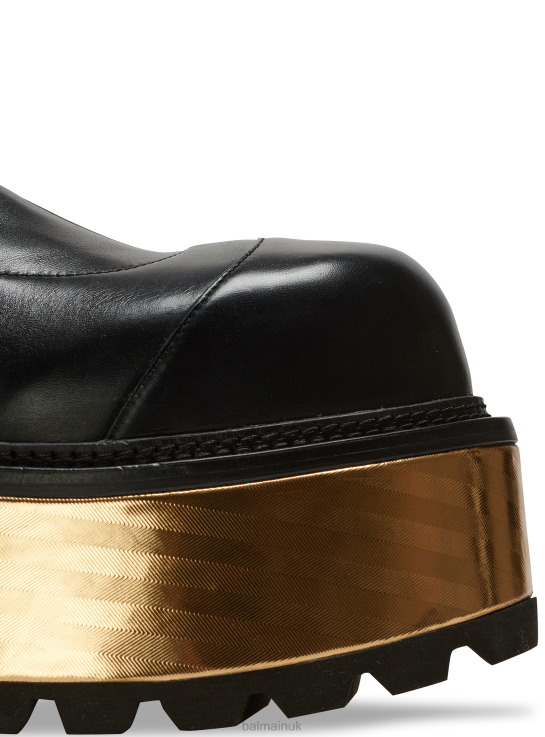 Footwear D0022665 Black Balmain Women Leather Platform Boots