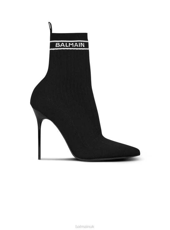 Footwear D0022667 Black Balmain Women Stretch Knit Skye Ankle Boots