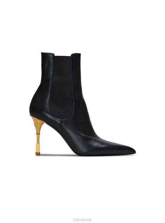 Footwear D0022668 Black Balmain Women Moneta Leather Ankle Boots