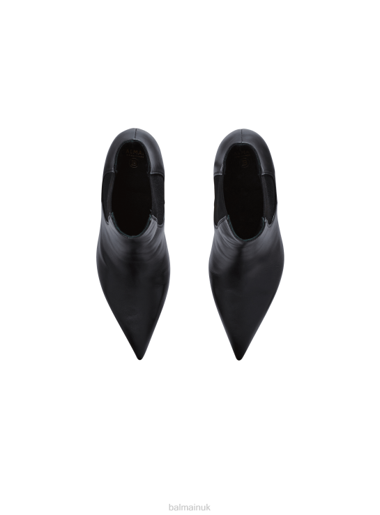 Footwear D0022668 Black Balmain Women Moneta Leather Ankle Boots