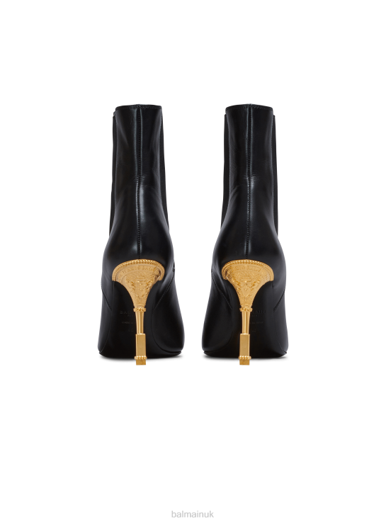 Footwear D0022668 Black Balmain Women Moneta Leather Ankle Boots