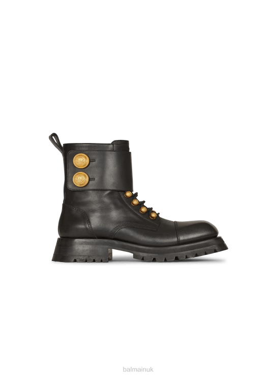Footwear D0022670 Black Balmain Women Ranger Army Leather Ankle Boots