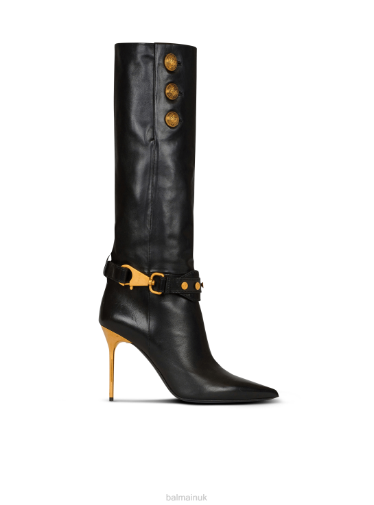 Footwear D0022671 Black Balmain Women Leather Robin Boots