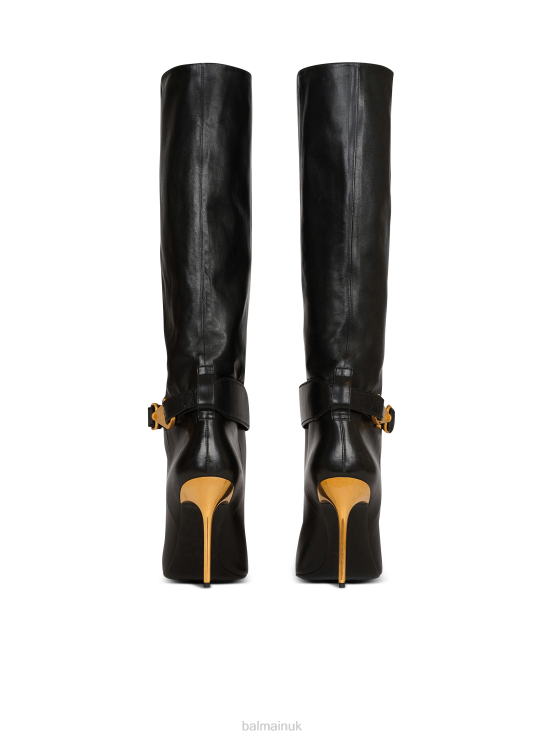 Footwear D0022671 Black Balmain Women Leather Robin Boots