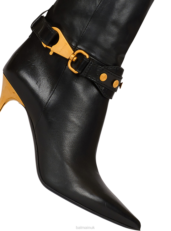 Footwear D0022671 Black Balmain Women Leather Robin Boots