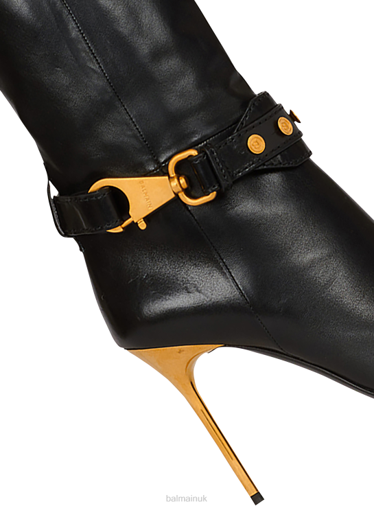 Footwear D0022671 Black Balmain Women Leather Robin Boots