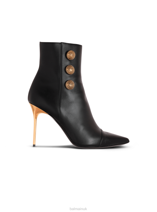 Footwear D0022673 Black Balmain Women Leather Roni Ankle Boots