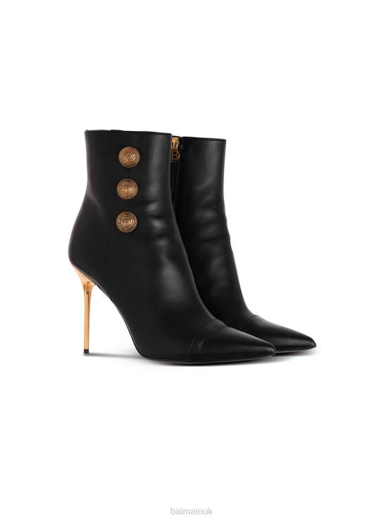Footwear D0022673 Black Balmain Women Leather Roni Ankle Boots