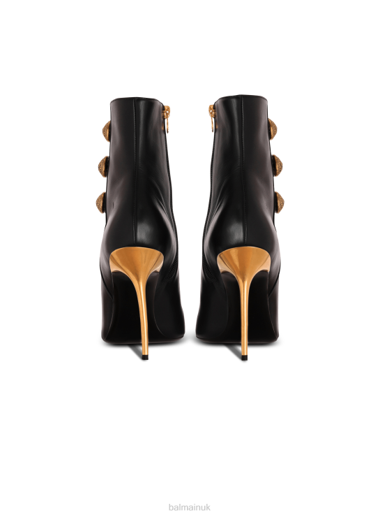 Footwear D0022673 Black Balmain Women Leather Roni Ankle Boots