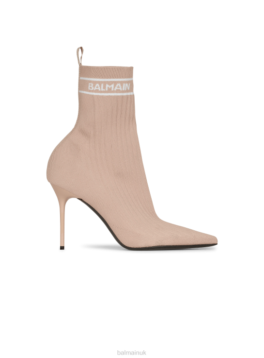 Footwear D0022675 Pink Balmain Women Stretch Knit Skye Ankle Boots