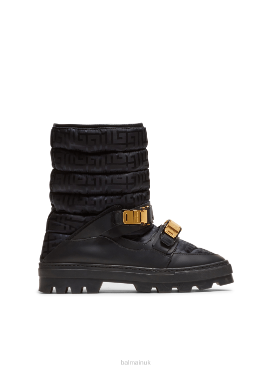 Footwear D0022680 Black Balmain Women Rossignol Capsule-Brand Monogram Nylon Apres-Ski Boots