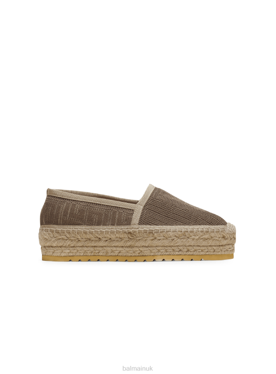 Footwear D0022682 Beige Balmain Women Alex Monogram Knit Espadrilles