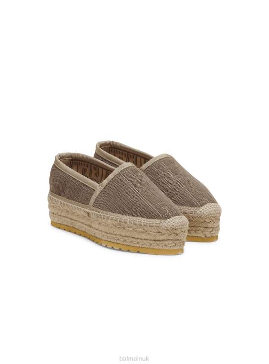 Footwear D0022682 Beige Balmain Women Alex Monogram Knit Espadrilles