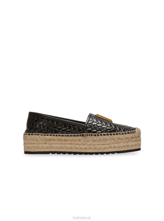 Footwear D0022683 Black Balmain Women Alex Espadrilles In Crocodile Effect Leather